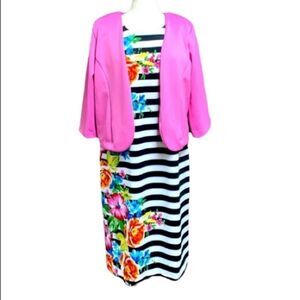 Anthony Richards Floral Dress w/Pink Jacket Size 14